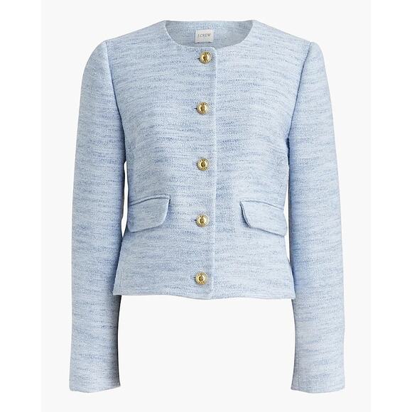 J. CREW sz 16 baby blue Tweed lady jacket new with tags $225 - Picture 3 of 9